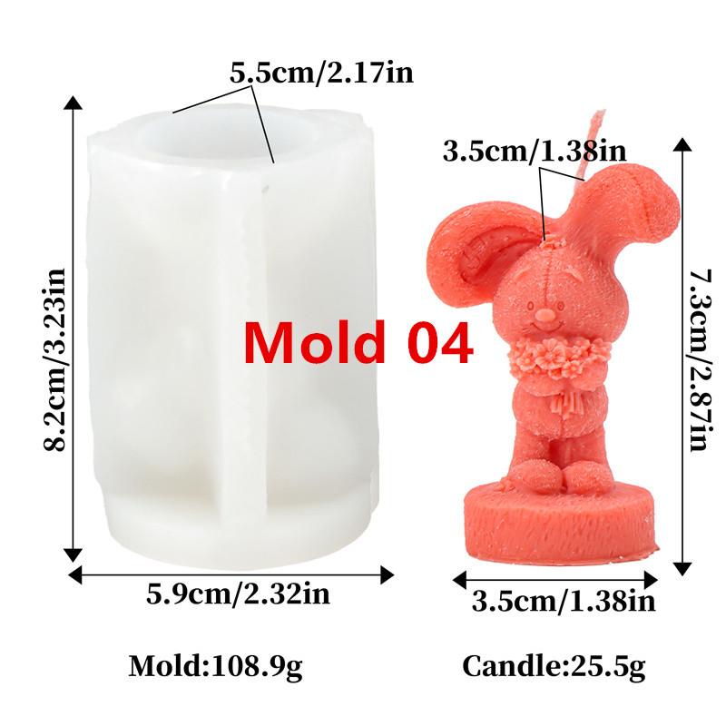 Easter Bunny Silicone Candle Mold DIY Flower Rabbit Shaped Easter Candle Gypsum Cake Mold Decorative Gifts Home Use