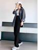 Women's Black Wide-Leg Suit Pants, 2024 Spring Design, High-Waist, Loose Drape, Floor-Length Casual Trousers