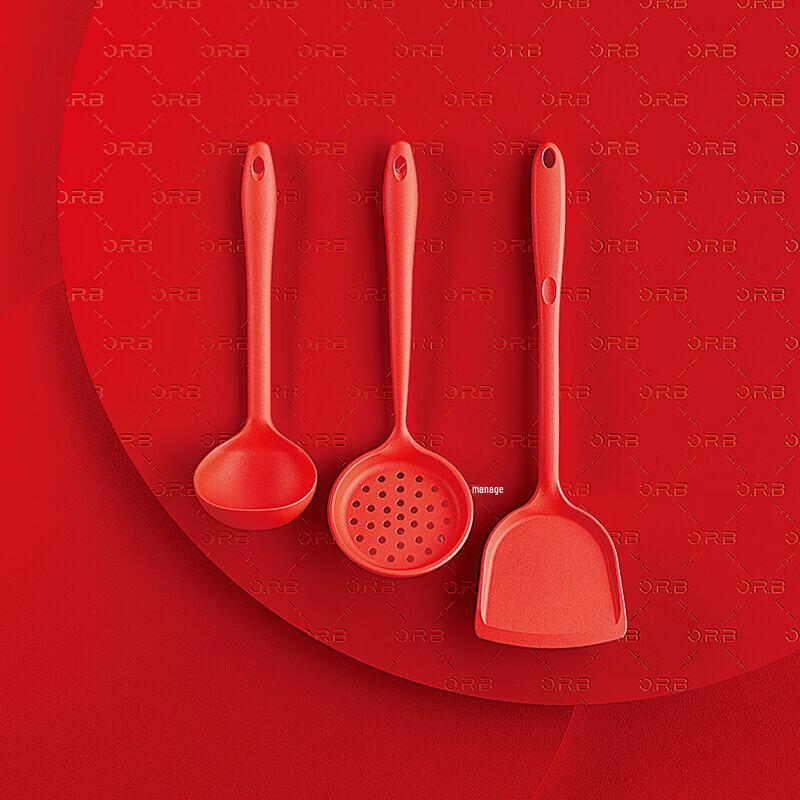 ORB Oriental Red Silicone Spatula & Spoon Set