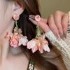 Silver Needle with Diamond Fabric, Flower Fringed Earrings, Sweet and Gentle Stud Earrings, Femininity, Versatile Earrings, Niche and High-end Sense