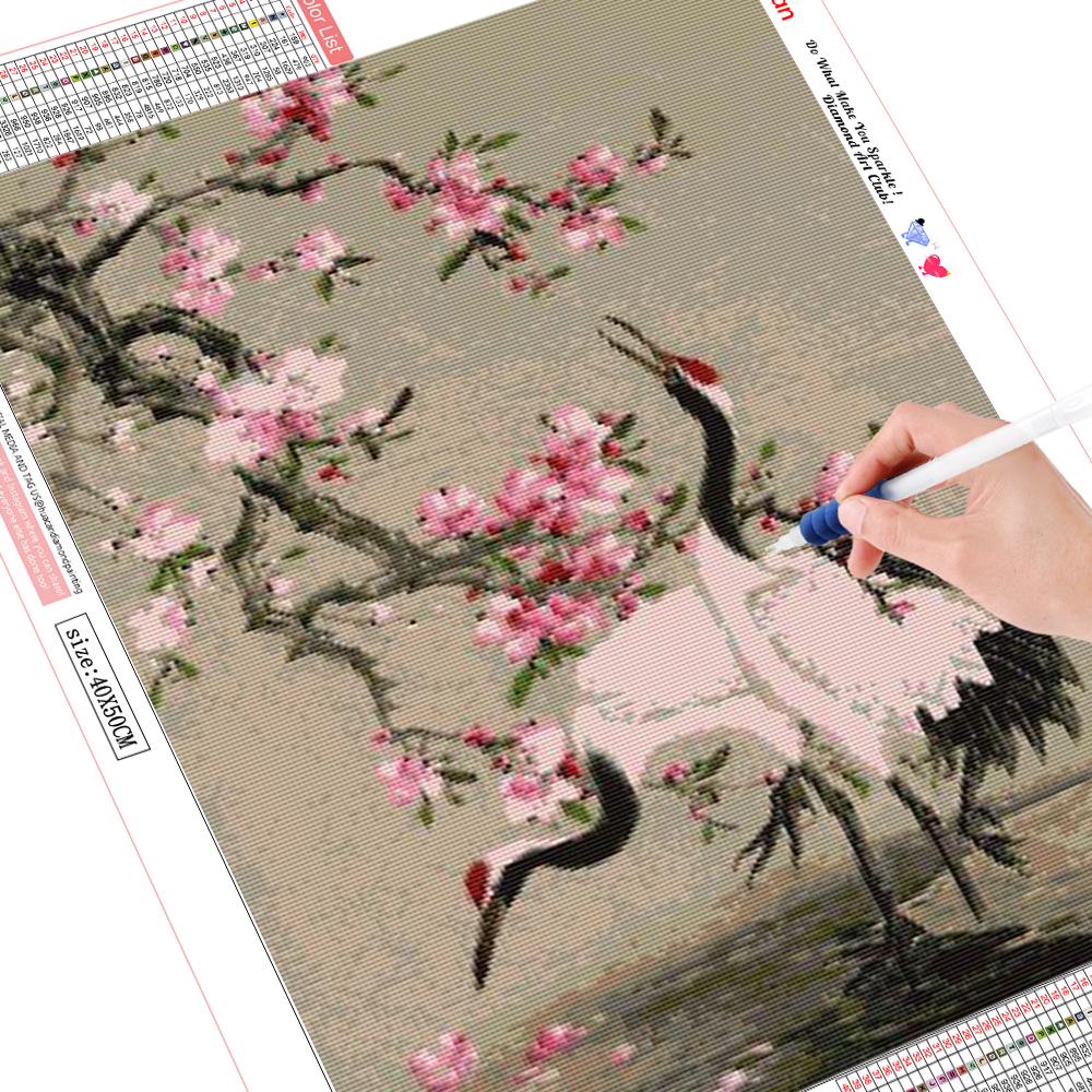 

Huacan полная круглая дрель 5D DIY алмазная живопись журавли с красной короной Алмазная вышивка мозаика вышивка крестом декор со стразами Full Round 30*40 cm