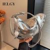 IELGY Silver Lightweight Exquisite All-Match Soft Leather Dumpling Bag Shoulder Messenger Bag