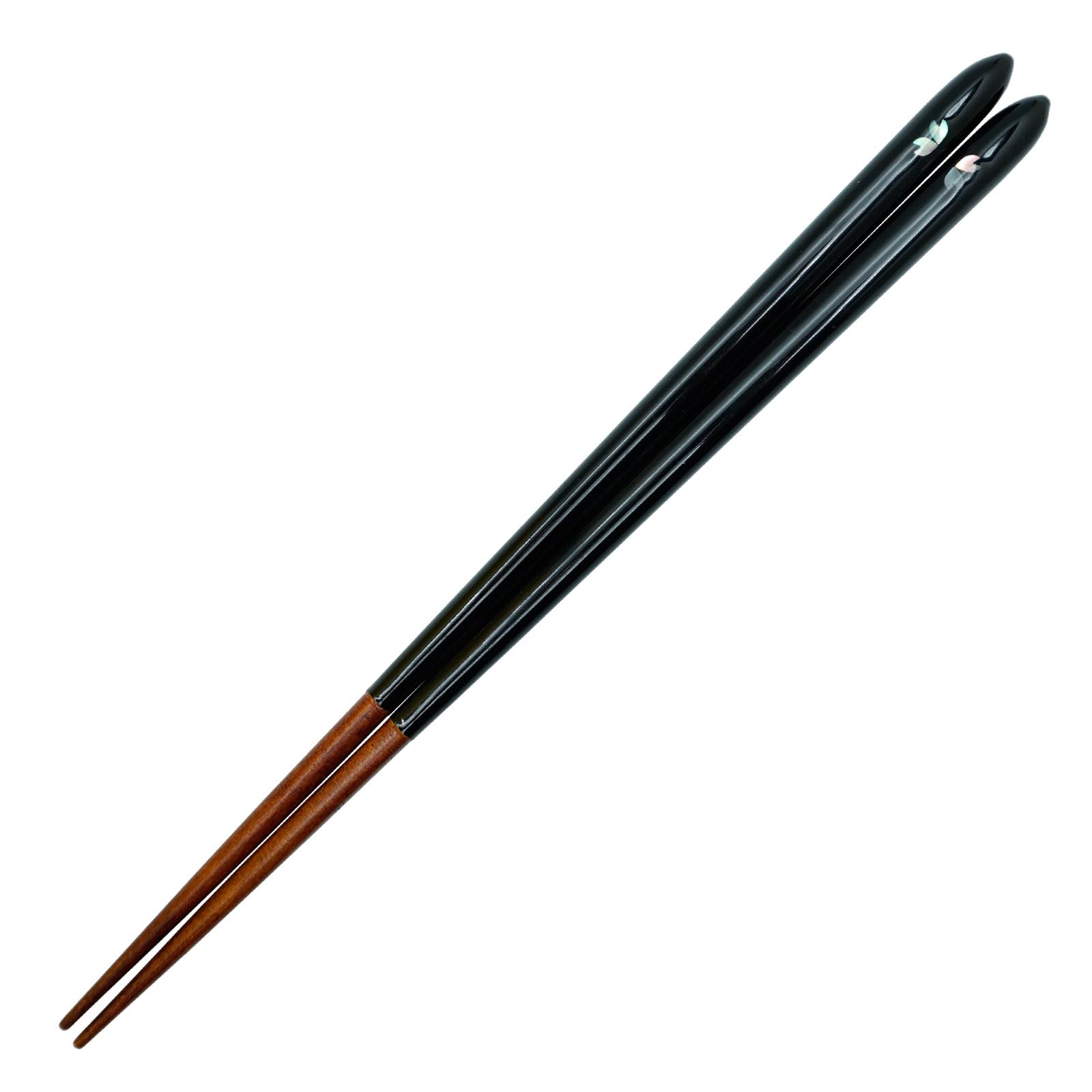 

Lacquer Made in Fukui no Cherry Hyōzaemon Dishwasher-Safe Chopsticks, Finish, Obama, Prefecture, Tsuki Shizuku Blossom, Black, 23.5cm, ST-113 чорний