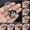 Zodiac Keychain Dome Glass Zinc Alloy Keychain with Starry Sky Background Golden Foil Embellishments