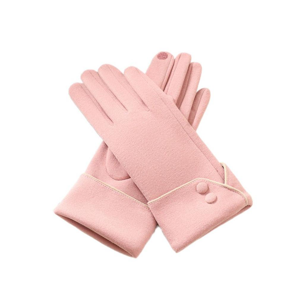 Full Finger Women Suede Gloves Plush Winter Mittens Vintage  Gloves  Sports