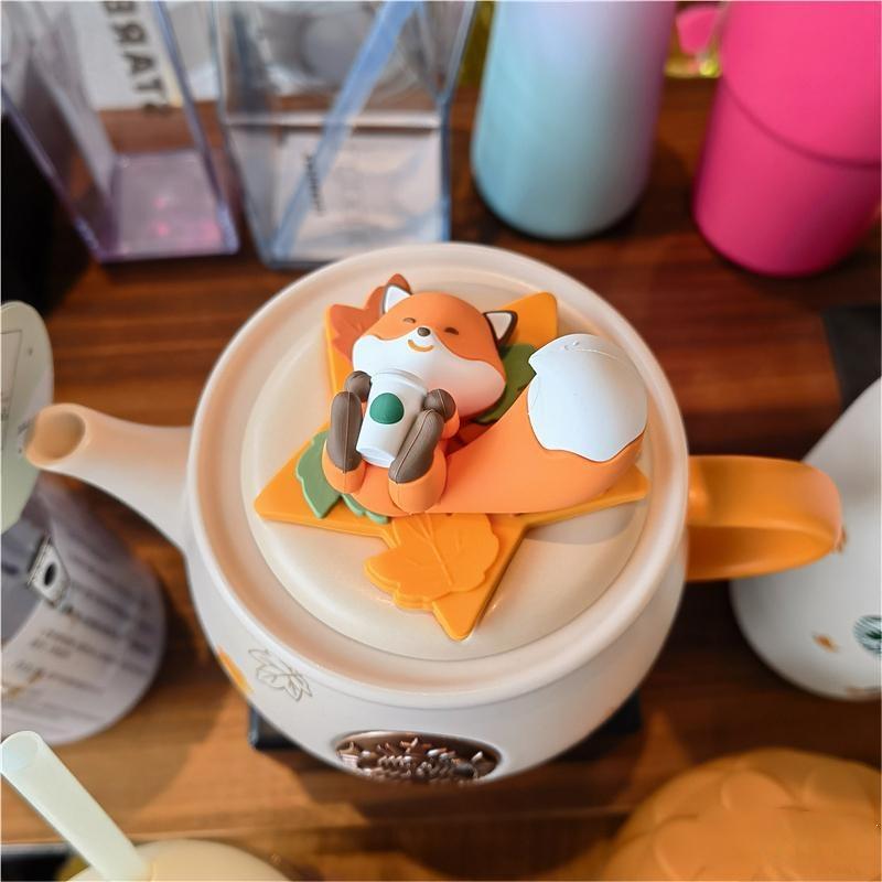 Maple Squirrel Teapot with Lid & Ceramic Horse Glass Cup Tea Gift Set