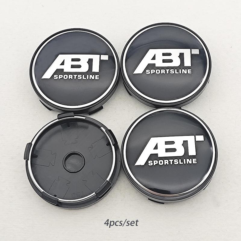 

4pcs/set 60mm ABT SPORTSLINE Logo Car Emblem Wheel Hub Center Cap Badge Covers With Black Base For Car Universal Accessories