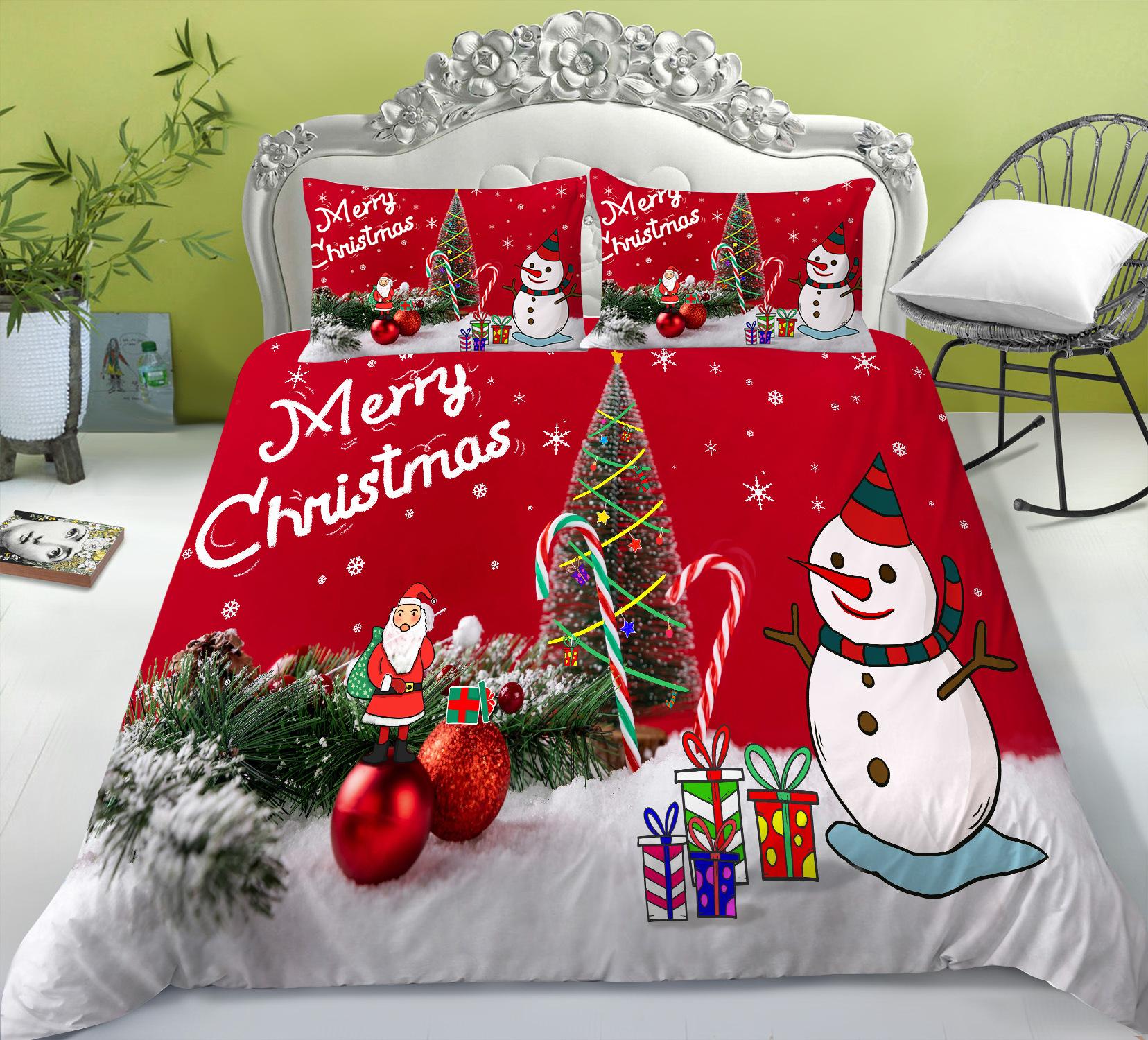 

Рождественская серия Пододеяльник Наволочка Набор из трех предметов Детский праздничный подарок Цифровая печать Полиэстер EU single 135*200