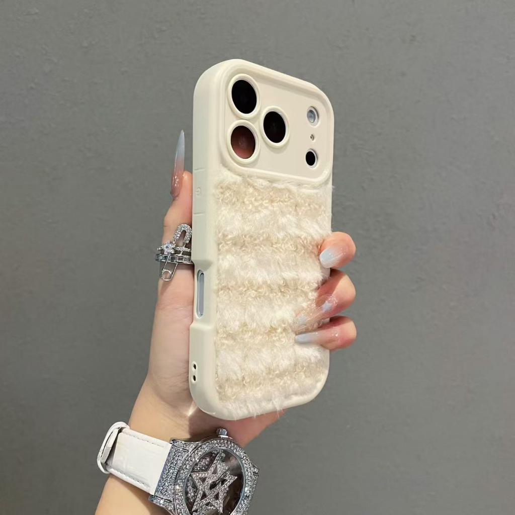 Soft Plush Fur Fluffy Phone Case For iPhone 17 Air 13 14 15 11 12 Pro 16 17 Pro Max Furry Warm Shockproof Lens Protection Cover