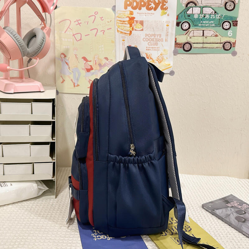 Color Block Backpack Large Capacity Student Schoolbag