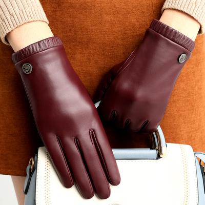 Leather Gloves Ladies Winter Velvet Thickened Warm Riding Touch Screen Drivingfashion Repair Hand Layer Sheepskin