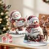 Double Sided Christmas Ornaments Winter Ornaments Double-sided Acrylic Snowman/Santa Claus/Reindeer/Cottage Table Party Centerpieces Decorations for
