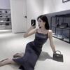 Suspender skirt new women's high-end temperament socialite sexy waist and thin backless hip-wrapped dress