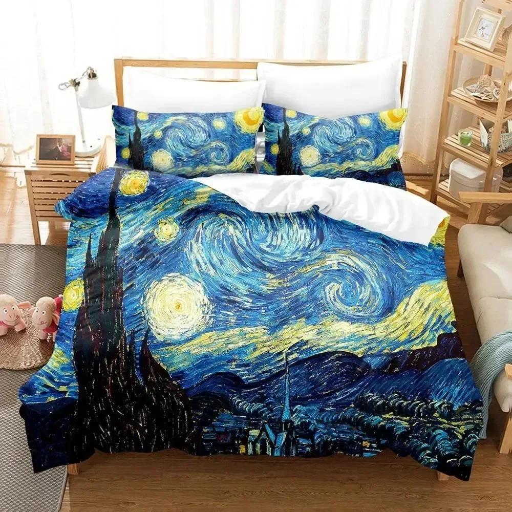 Luxury New 3D Print Van Gogh Bedding Set Duvet Cover Bed Set Quilt Cover Pillowcase King Queen Size Boys Adult Bedding Set