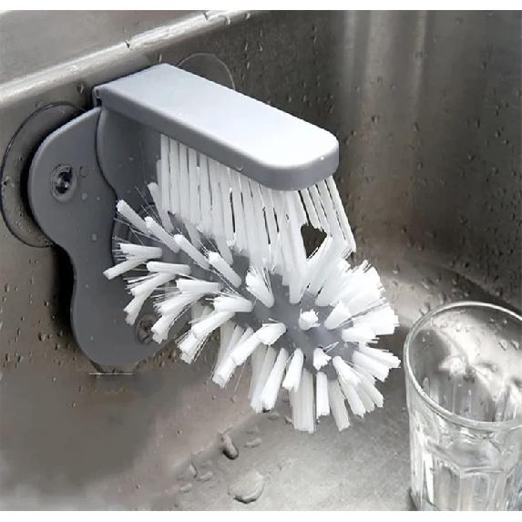 LMETJMA Water Bottle Cleaning Brush Glass Cup Washer with Suction Base Kitchen Sink Beer Glass Long Leg Cup Cleaning Brush JT113