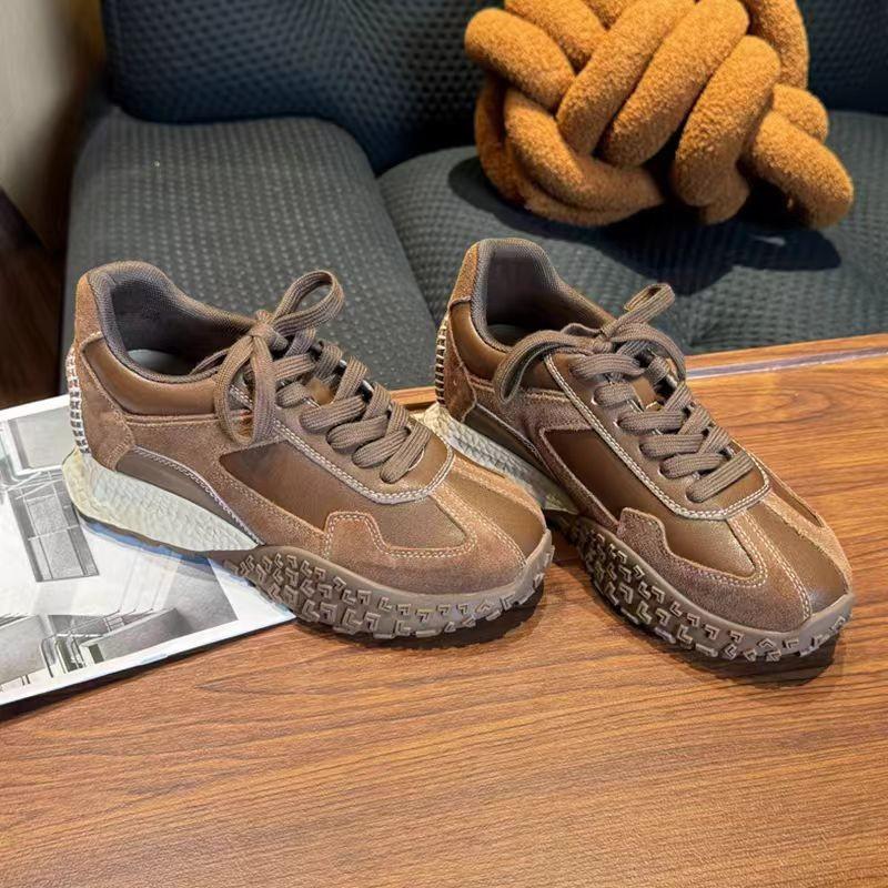 Internet celebrity moral training shoes women's 2024 autumn and winter platform gray gray velvet small sports casual dad shoes