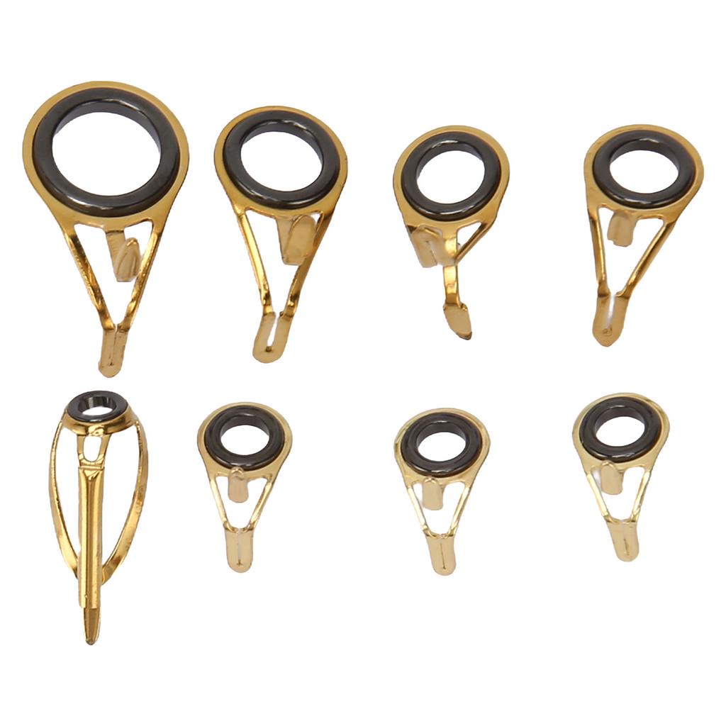 8pcs Fishing Rod Tip Repair Kit Fishing Rod Guides Stainless Steel Ceramic Ring Rod Tip Guide Replacement 8 Sizes