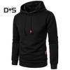 Men Fall Winter Hoodie Solid Color Drawstring Long Sleeves Jacquard Design Hooded Elastic Cuff And Hem Thin Daily Wear Casual Sport Top