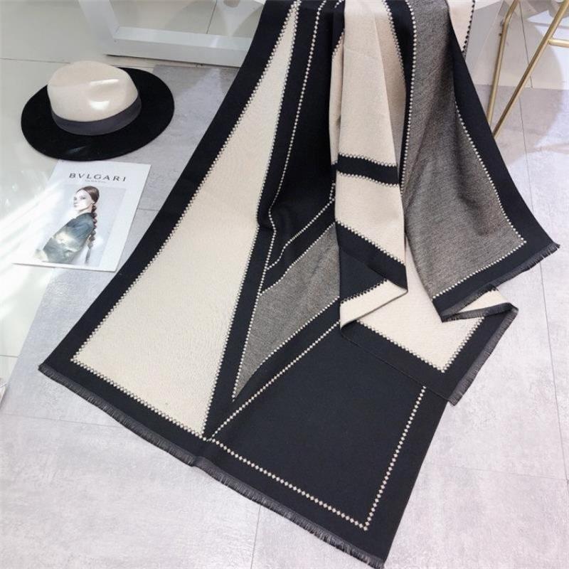Camellia cashmere scarf women's winter senior sense versatile thickened warm scarf air conditioner shawl
