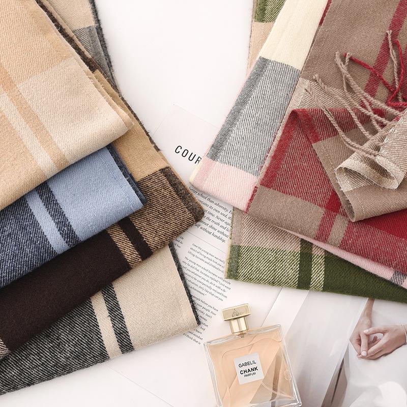 Imitation Cashmere Plaid Scarf for Women Autumn and Winter New High End Atmosphere Couple Dual Use Scarf Warm Shawl