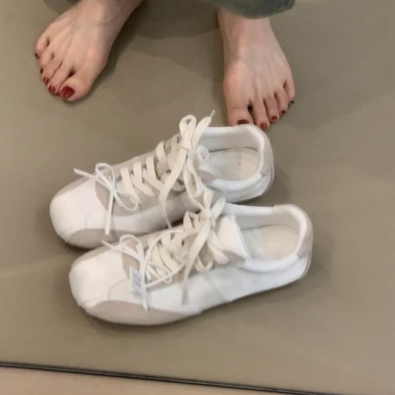 Cowhide Version~ Girl Bow Women's Lace-up Ballet Style Casual Sports Shoes Versatile