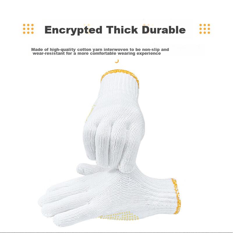 Labor Protection Gloves, Dotted Work Gloves, Thickened Wear-Resistant Non-Slip Construction Site Work Gloves, Yellow Dotted Plastic, 24 Pairs