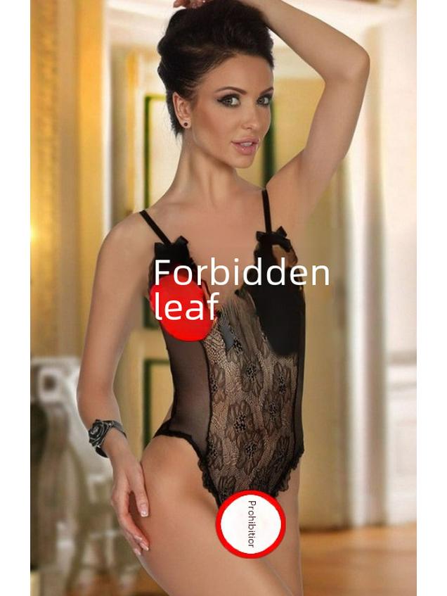 European & American Lace Mesh Camisole Bodysuit: Sexy Silver Thread Lingerie Set.