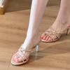 Xia New One Word Belt Stiletto Heel Butterfly Rhinestone Fairy Wind Open Toe Sexy High Heel Slippers Sandals