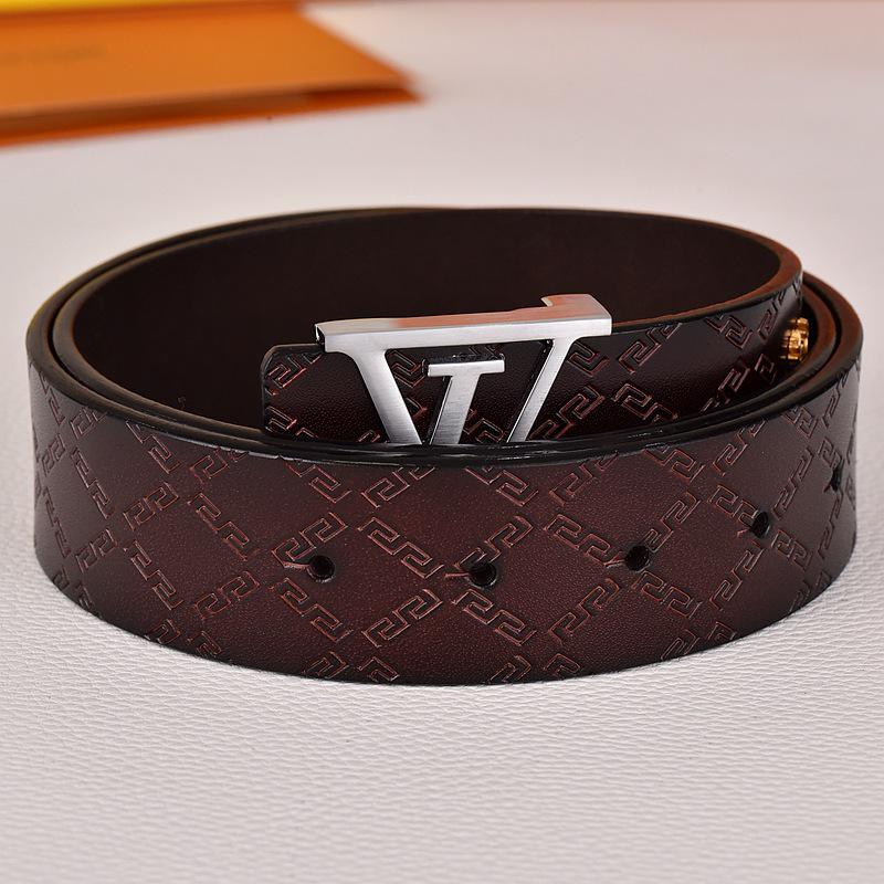 Herren Jugend Gürtel aus echtem Leder mit Karomuster und glatter Schnalle - Stilvoller Rindsleder Hüftgürtel für trendige Looks