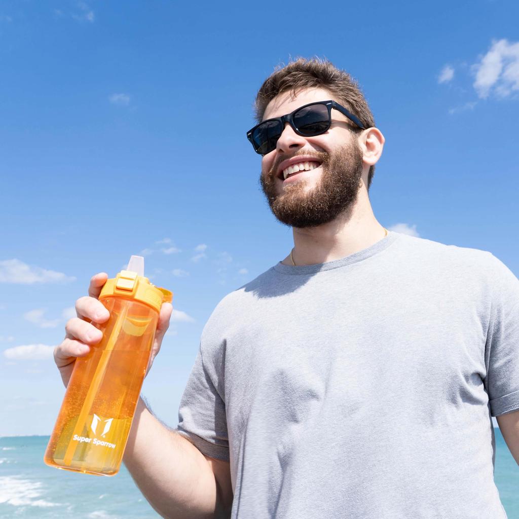 Super Sparrow Water Bottle - 1L - Made with American-made Tritan BPA-Free Straw - Suitable for Sports, School, Baseball, Outdoor Activities, Camping,