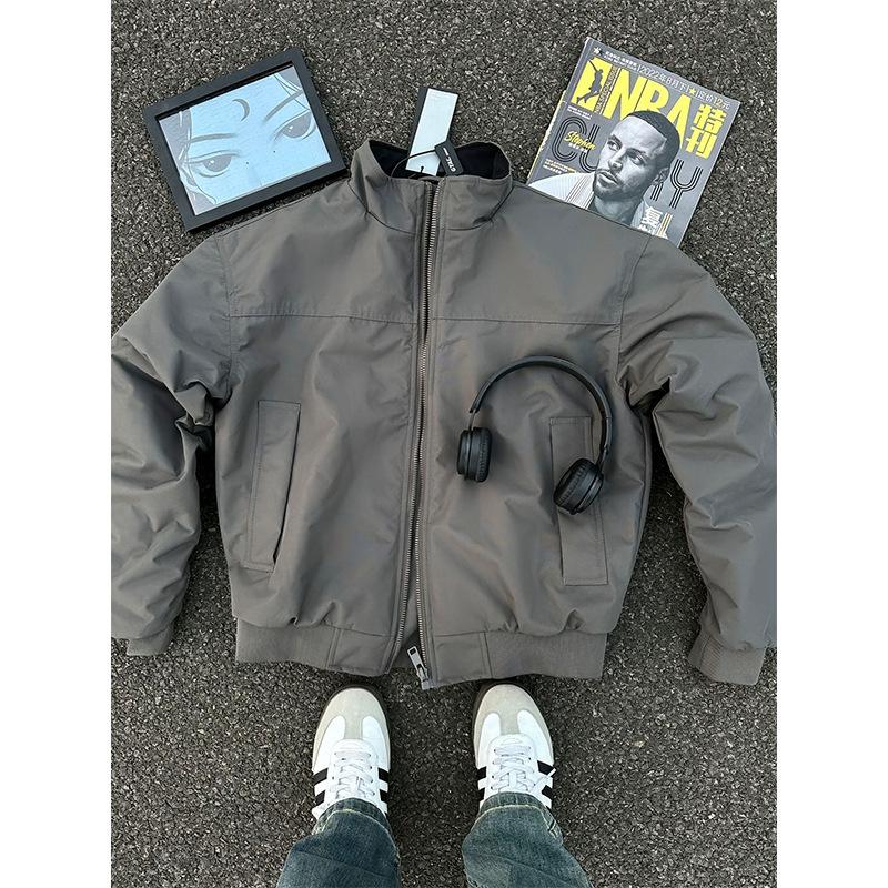 

GTAL Американская трехслойная куртка-коуч мужская осенне-зимняя с высоким воротником, пилотная куртка-локомотив, бейсбольная куртка, короткая куртка XXL серый