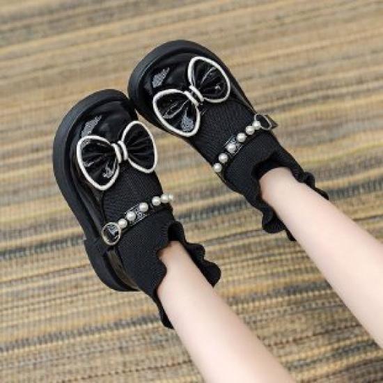 

New Children s Princess Sock Boots Spring and Autumn Toddler Baby Sock Shoes Girls Bowknot Pearl Sock Boots 29-35One Hand7Double