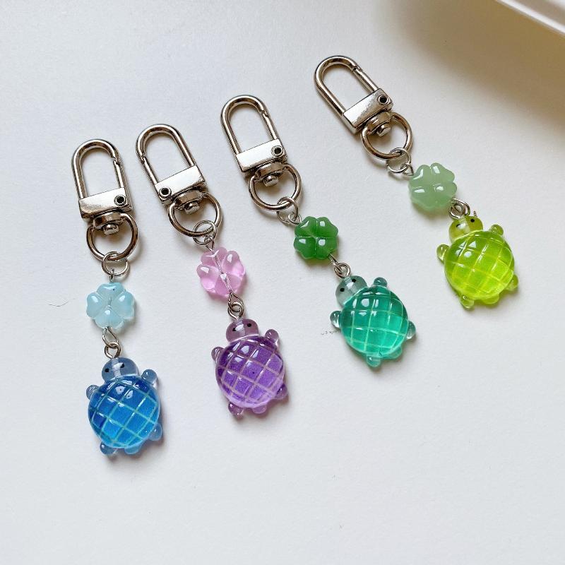 Colorful Jelly Pineapple Turtle Charm Keychains Drip Gum Retro Turtle Pendant Keyring Hanging Ornament Pendant Accessories Gift