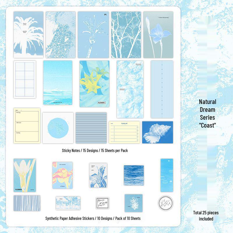 

PaperMore Synthetic Paper Stickers - Natural Dream Series, 25 Sheets, Dual Material Writing Paper.