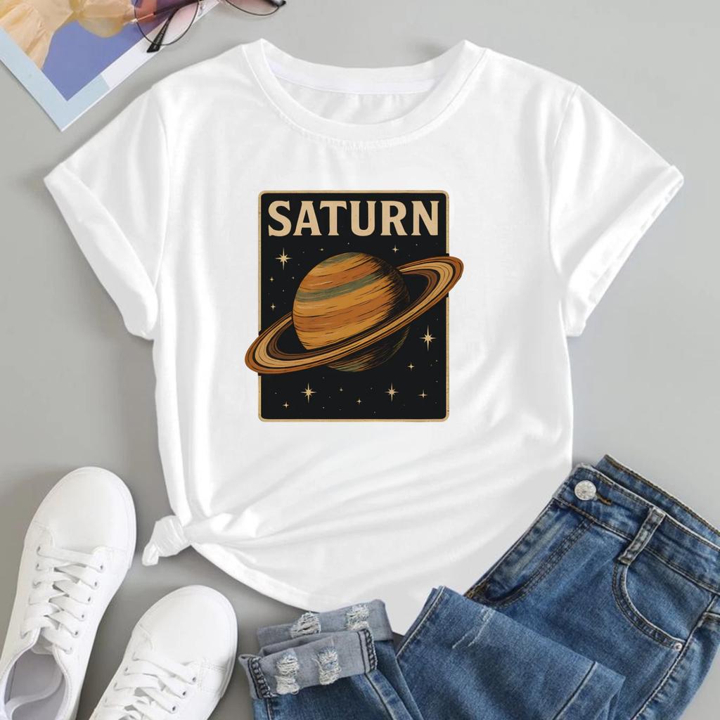 Vintage Saturn Planet Graphic T-shirt Space Astronomy Solar System Unisex T-Top