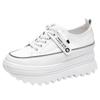 5,5 cm Echte Leder Keilabsatz Klobige Sneaker Weiß Lässig Bequem Atmungsaktiv Frühling Herbst Schuhe