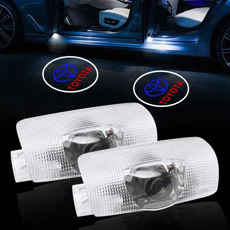 For Toyota NHW2212pcs LED Door Welcome Projection Logo Light for Toyota Camry Highlander Land Cruiser Prado Avalon Reiz Rav4 Crown CHR Accessory