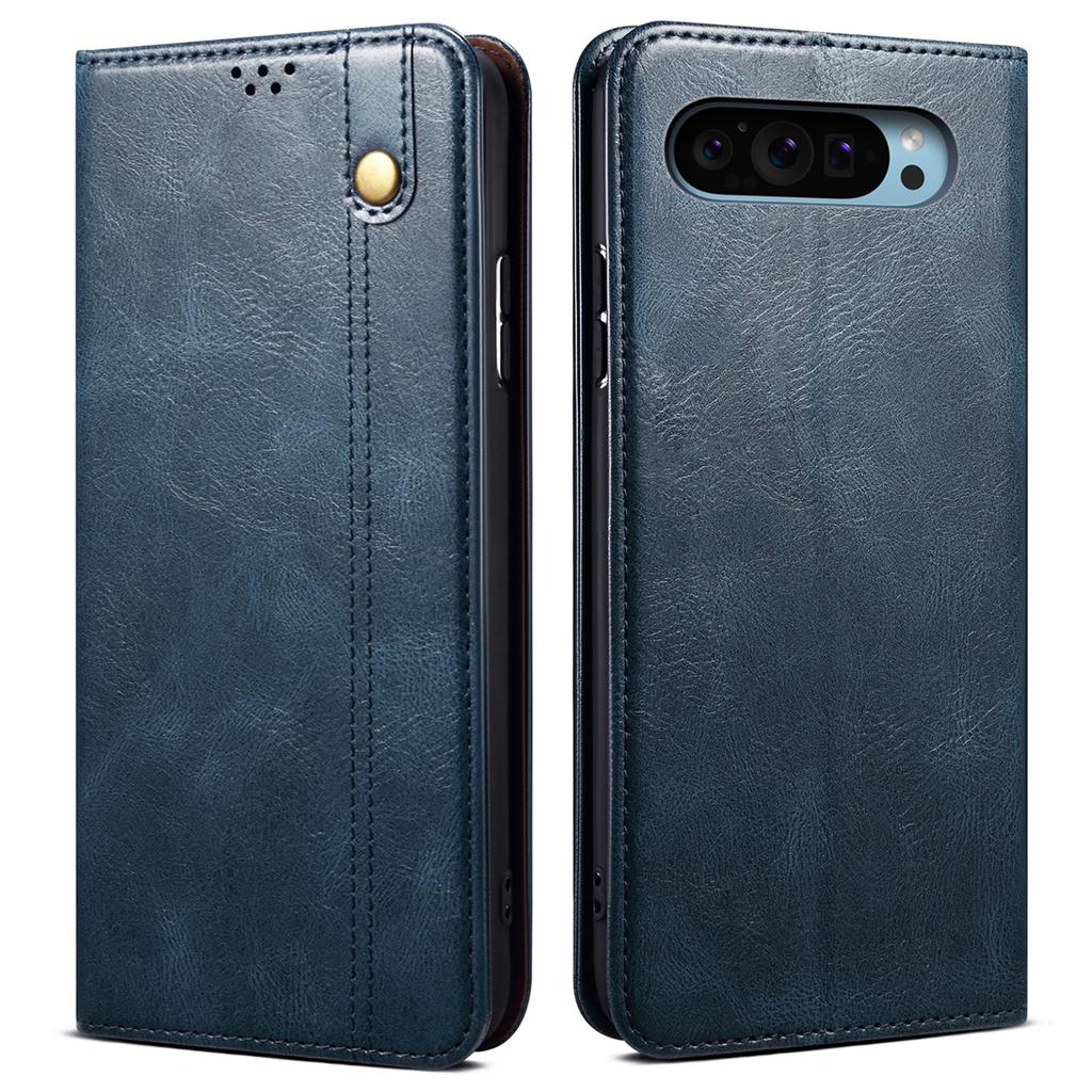 Pro Google Pixel 9/Pixel 9 Pro Pouzdro Textura Crazy Horse Voskovaná Kůže Peněženka Stojánek Kryt
