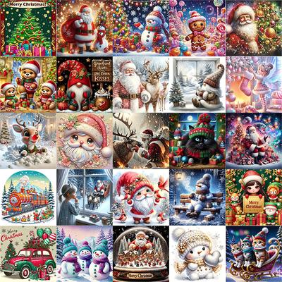 DIY Volledige ronde diamant schilderij kruissteek vrolijk kerstfeest Kerstman sneeuwpop huisdecoratie kunst diamant schilderij 5d diamant kunst schilderij