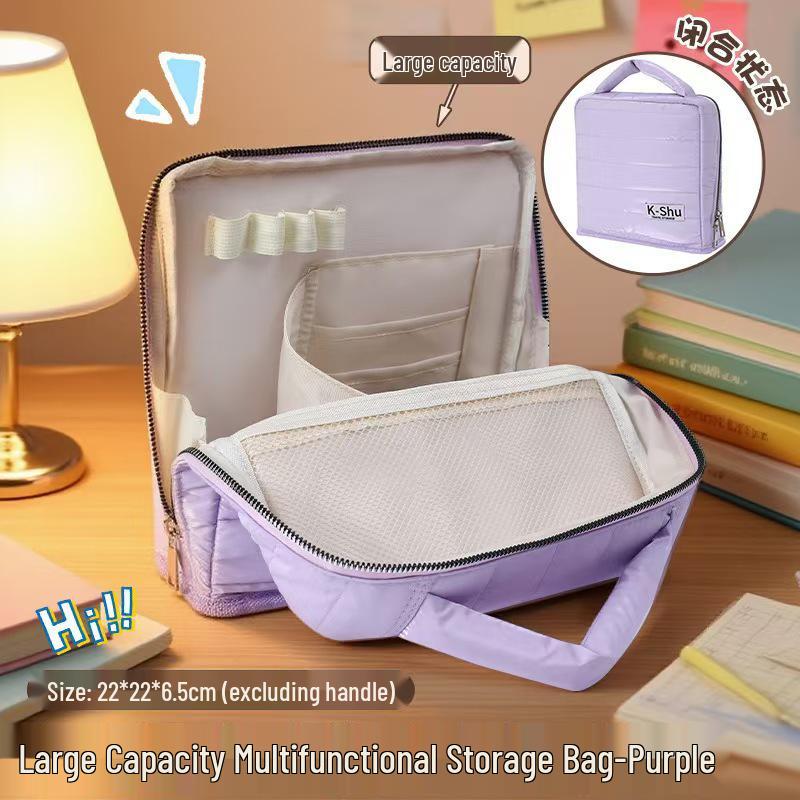 

High-Capacity Korean Style Multi-Compartment Toiletry and Makeup Bag – Portable and Handheld