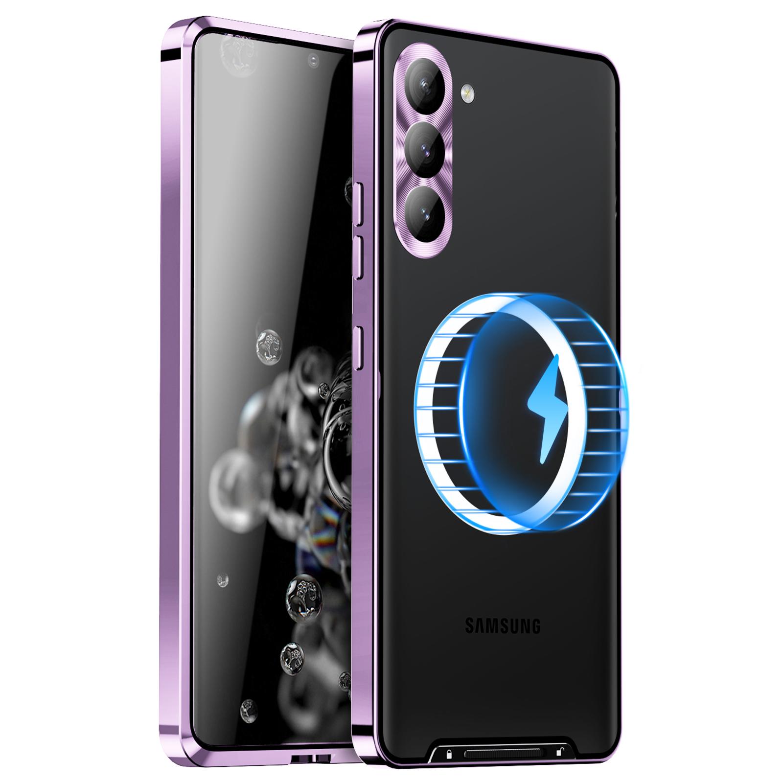 

For Samsung Galaxy S24+ Matte Phone Case Lens Protection Metal Frame Magnetic Cover Purple