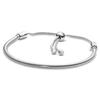 925 Silver Women's Bracelet with Heart T-shaped Buckle and Adjustable Bracelet, Fashionable DIY Jewelry Gift