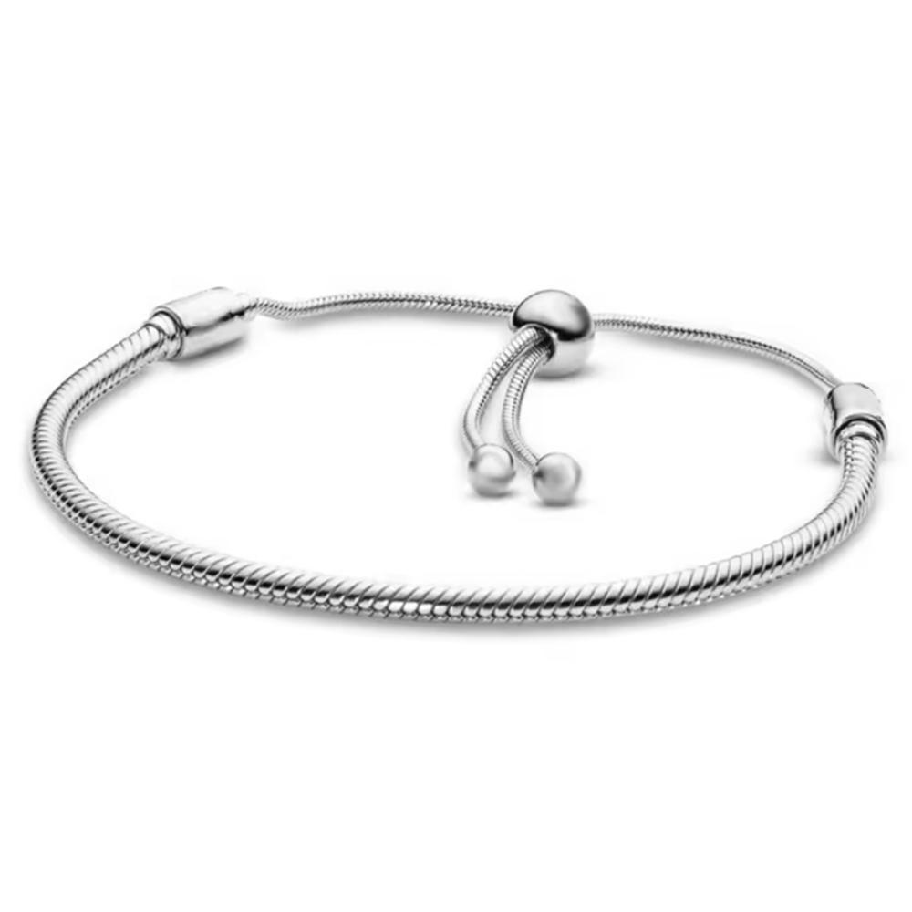 925 Silver Women's Bracelet with Heart T-shaped Buckle and Adjustable Bracelet, Fashionable DIY Jewelry Gift