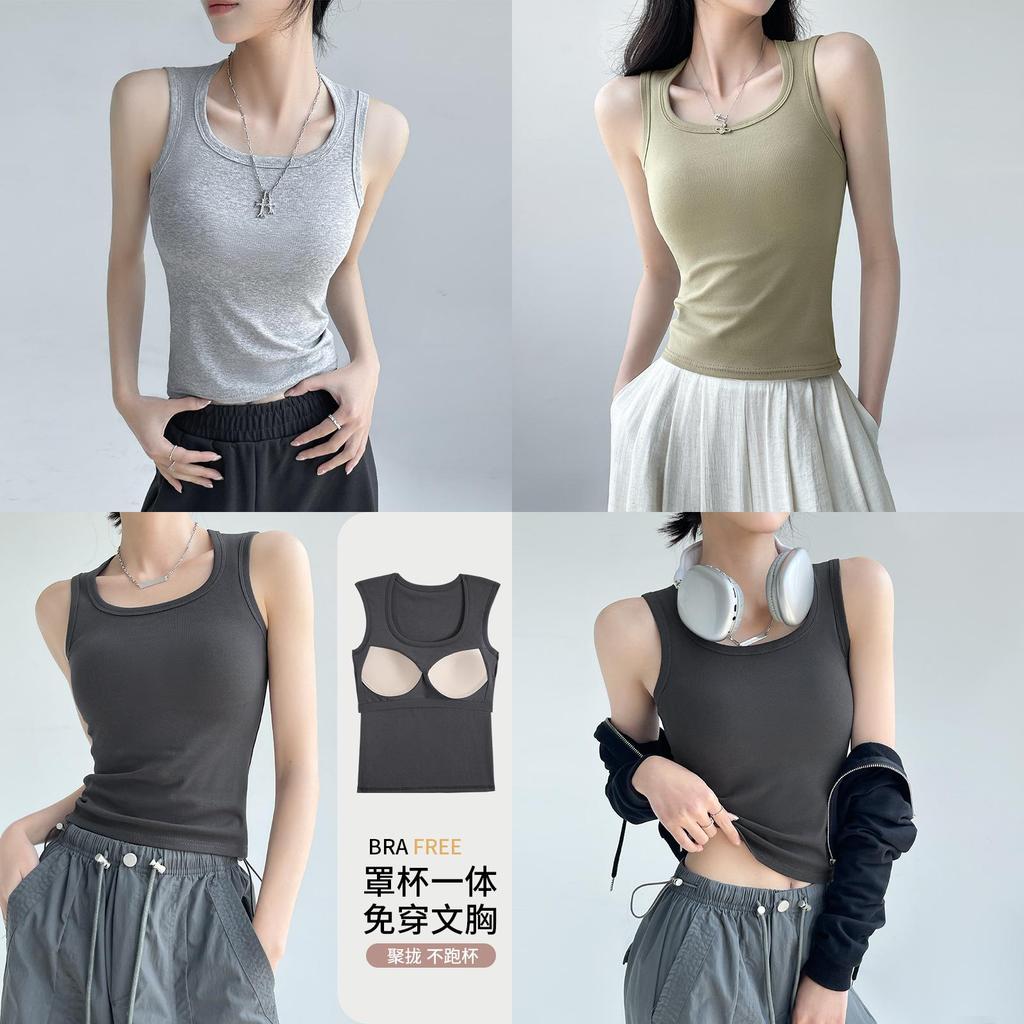Cotton Sleeveless Tank Top With Wide Straps For Summer Yoga And Beach Wear
