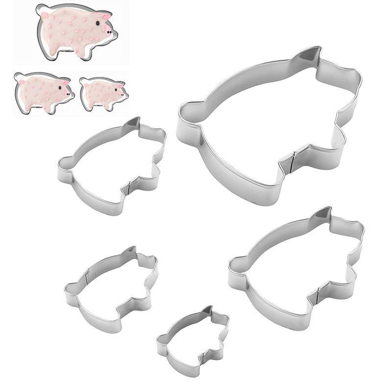 3/5Pcs Diy Biscuit Cutters Cookie Moulds Biscuit Molds Cookie Cutters Stainless Steel Material Animal Pig Shaped Baking Gadgets