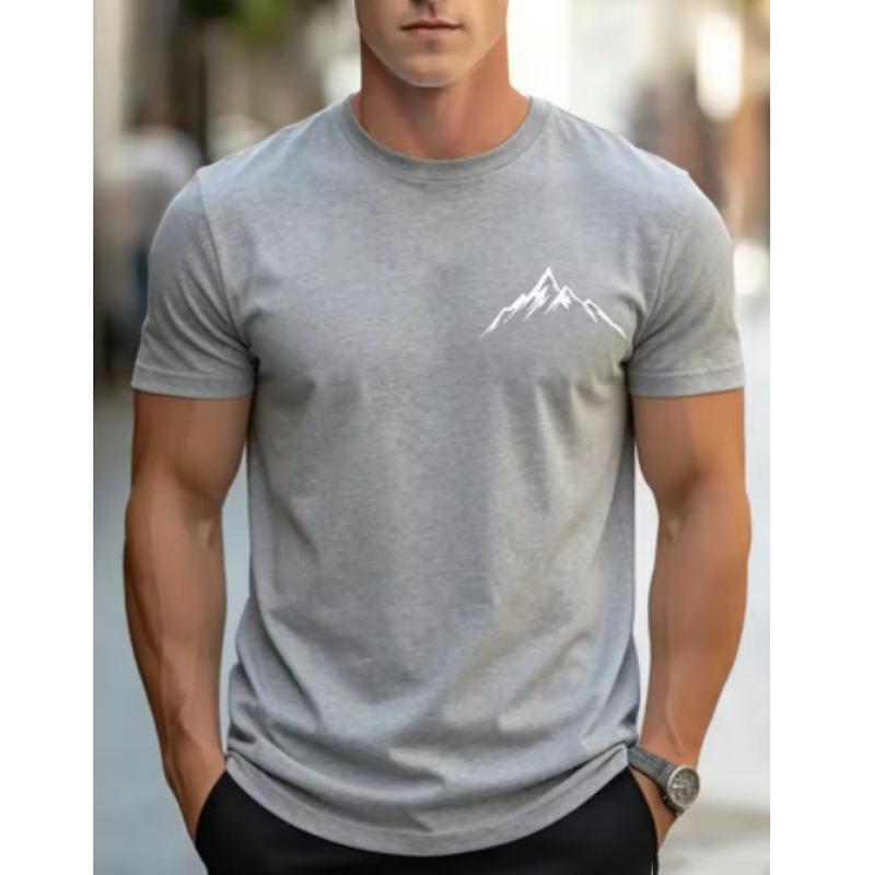 Simple Style Mountain Graphic T Shirt 3D Print Short Sleeve Solid Color Daily Casual Tops Summer Street Unisex Clothes