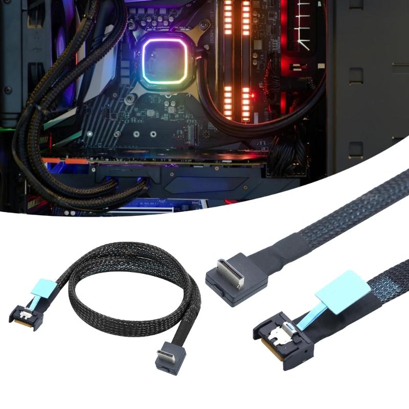 Efficient 50cm/100cm Gen5 PCIE MCIOs 4I 38P to SFF8611 4I 90degree Data Cable for Fast and Reliable Data Transfer
