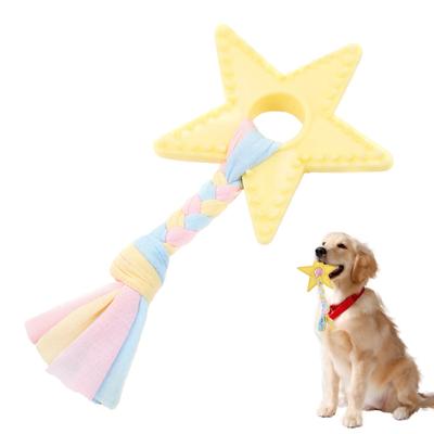 Dog Chew Toy Star Shape Puppy Teething Toy with Braided Cloth Strips Interactive Dog Teeth Cleaning Toy for Small Medium Dogs Tug of War Fetch