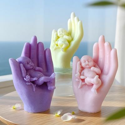 DIY Sleeping Baby In Hand Scented Candle Silicone Mold Aroma Gypsum Resin Molds Handmade Soap Candle Making Supplies