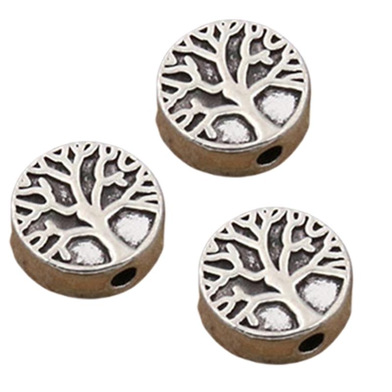 100 Pièces Perles Arbre de Vie Alliage Plaqué Argent Espaceur Charm pour Bracelets de Style Européen et Accessoire pour la Fabrication de Bijoux